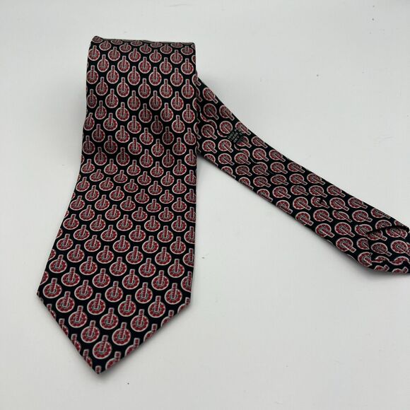 Stefano Ricci 100% Silk Necktie Mens OS Black Red Geometric Hand Made in Italy
